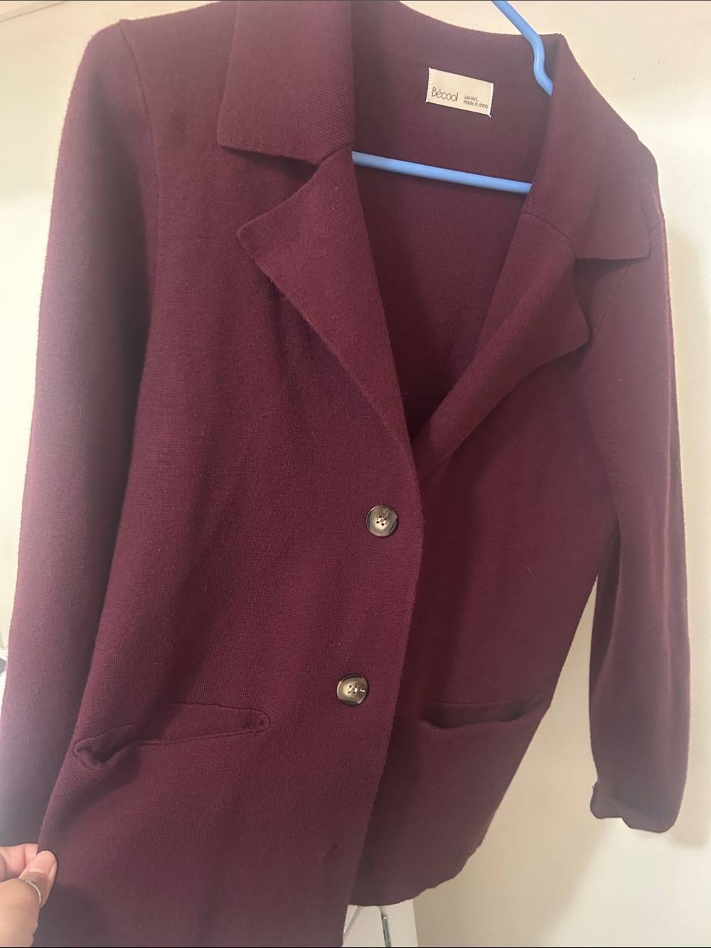 BE COOL Women's Deep Burgundy Single-Breasted Blazer